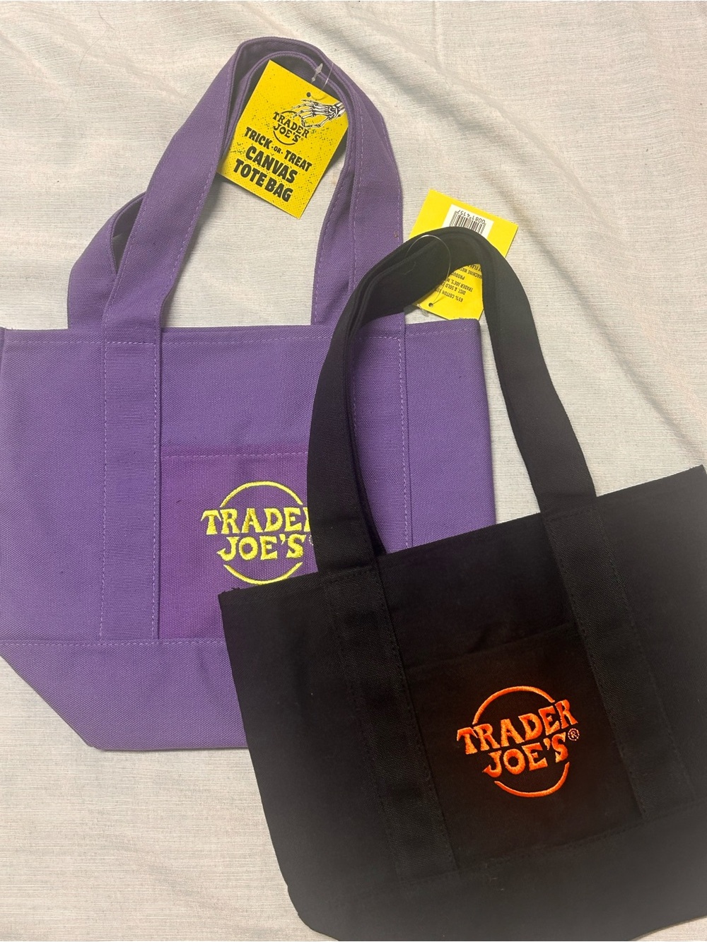 Trader Joe’s Mini Canvas Trick or Treat Canvas Tote Bags New with Tags set of 2